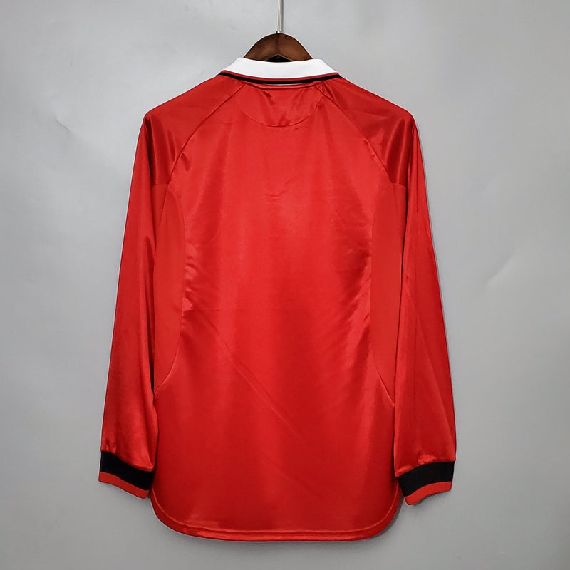 Camisa Manchester United Retro Manga Larga Home 1999/00