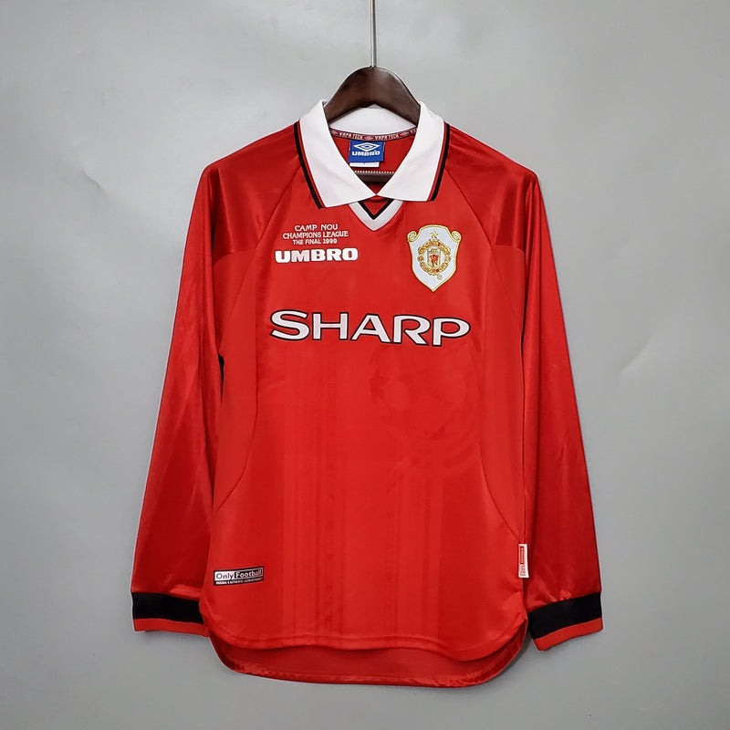 Camisa Manchester United Retro Manga Larga Home 1999/00