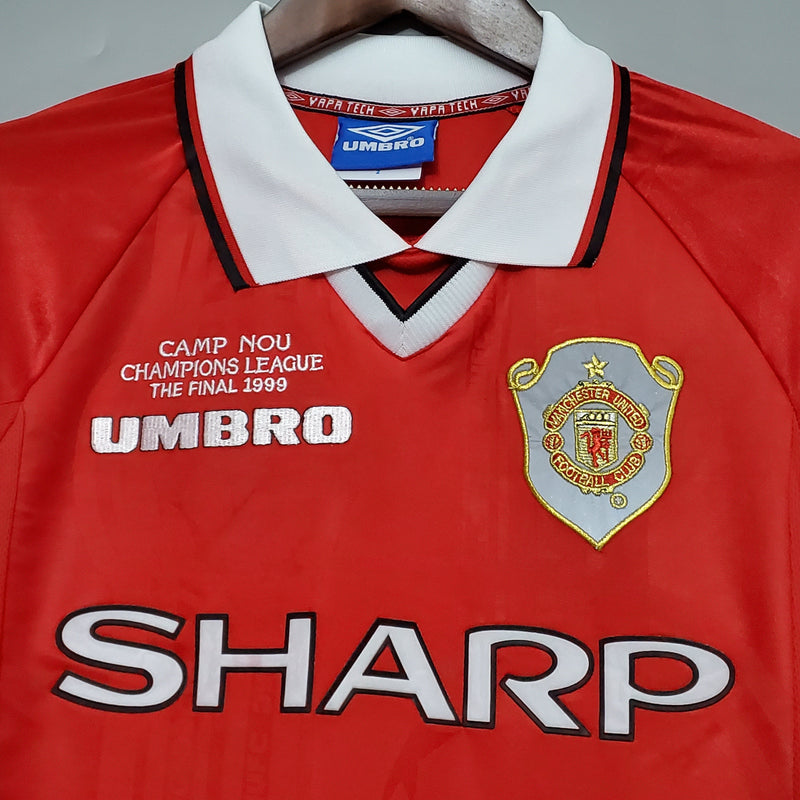 Camisa Manchester United Retro Manga Larga Home 1999/00