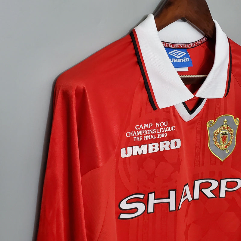 Camisa Manchester United Retro Manga Larga Home 1999/00