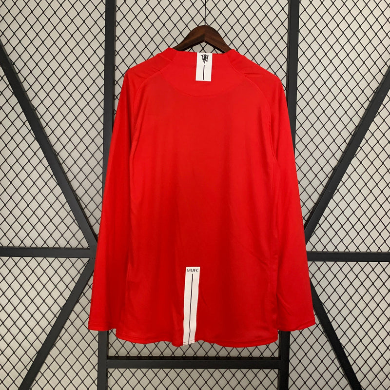 Camisa Manchester United Retro Manga Larga Home 2007/08