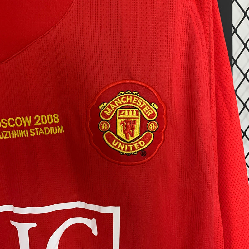 Camisa Manchester United Retro Manga Larga Home 2007/08