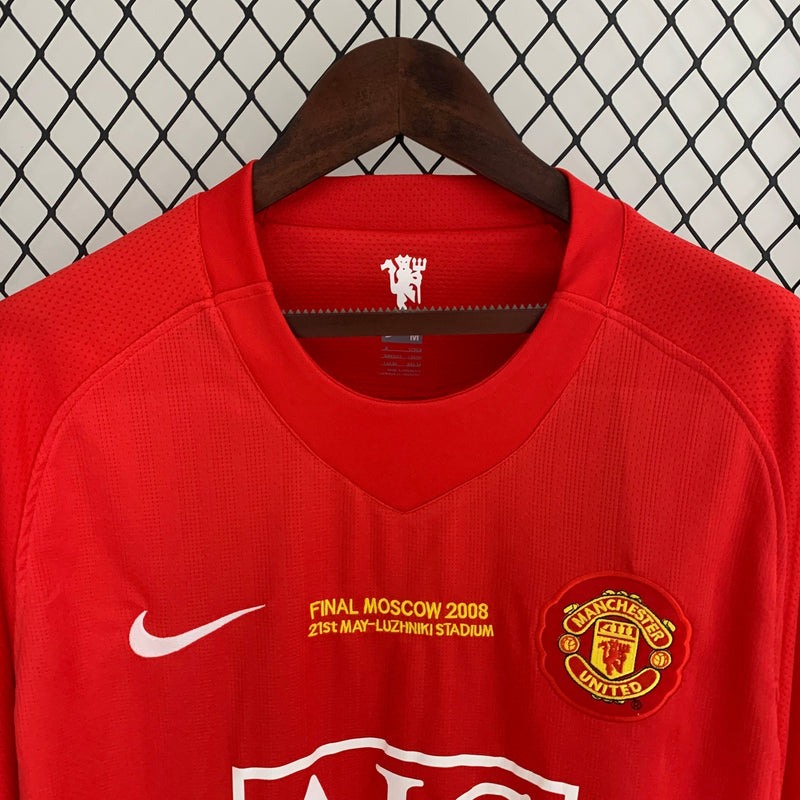 Camisa Manchester United Retro Manga Larga Home 2007/08